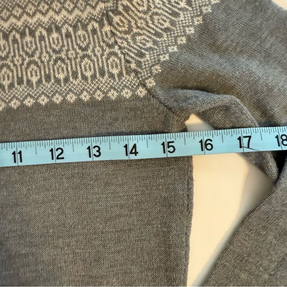 Ann Taylor Loft Vintage Wool Cashmere Blend Long Sleeve Gray Fair Isle Sweater - Picture 8 of 9